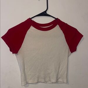 Red and White Women's Raglan Top